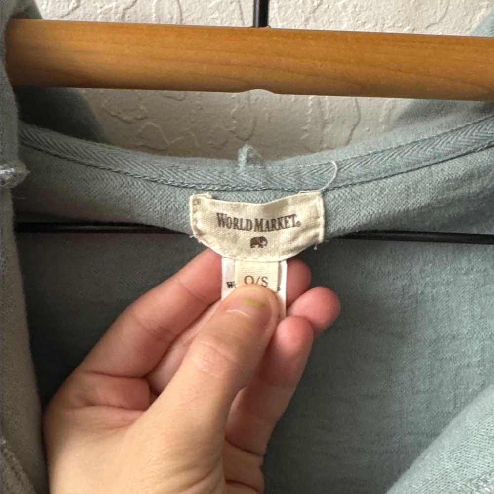 World Market Blue Cotton Blend Quilted Cropped Cardigan Jacket Sweater OS - Picture 5 of 7